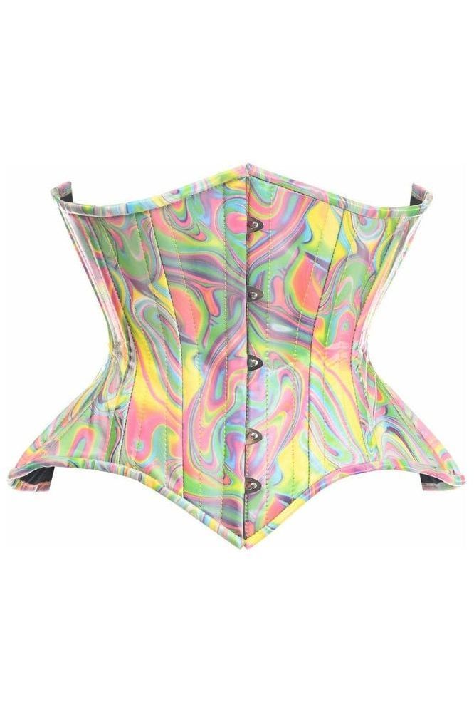 Top Drawer Retro Swirl Steel Boned Curvy Cut Underbust Cincher Corset - Daisy Corsets