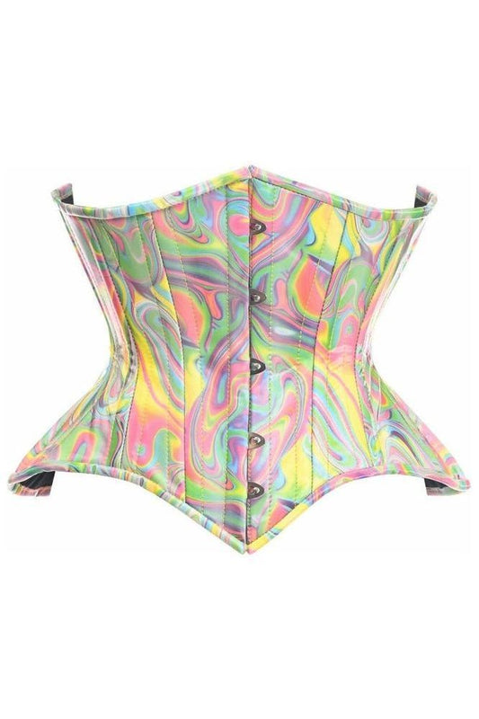 Top Drawer Retro Swirl Steel Boned Curvy Cut Underbust Cincher Corset - Daisy Corsets