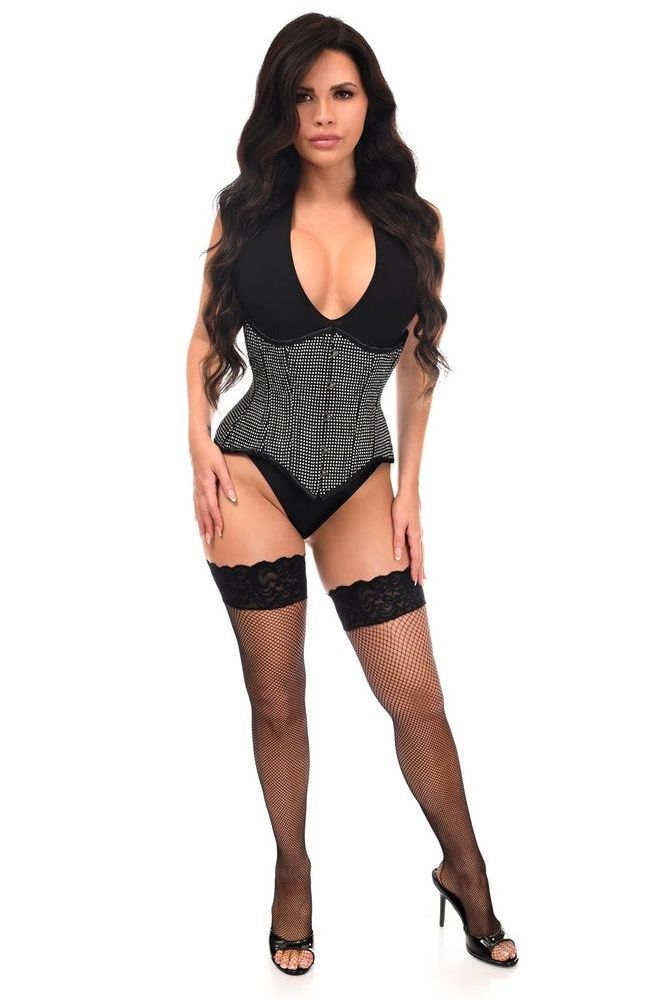 Top Drawer Rhinestone Double Steel Boned Underbust Waist Cincher Corset - Daisy Corsets