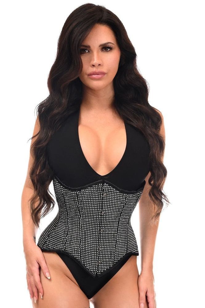 Top Drawer Rhinestone Double Steel Boned Underbust Waist Cincher Corset - Daisy Corsets