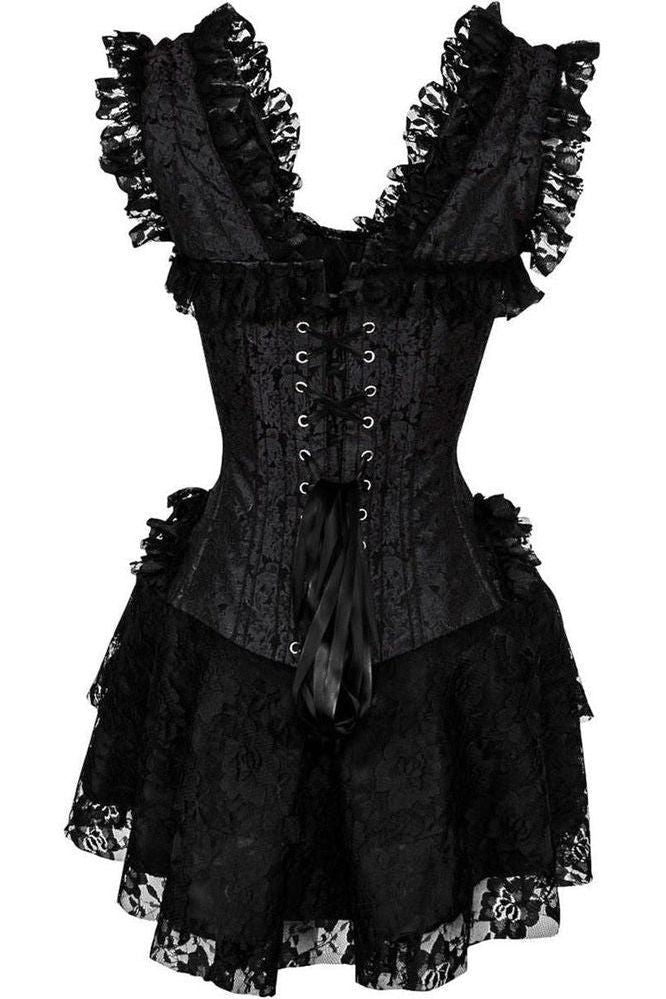Top Drawer Steel Boned Black Lace Victorian Corset Dress - Daisy Corsets