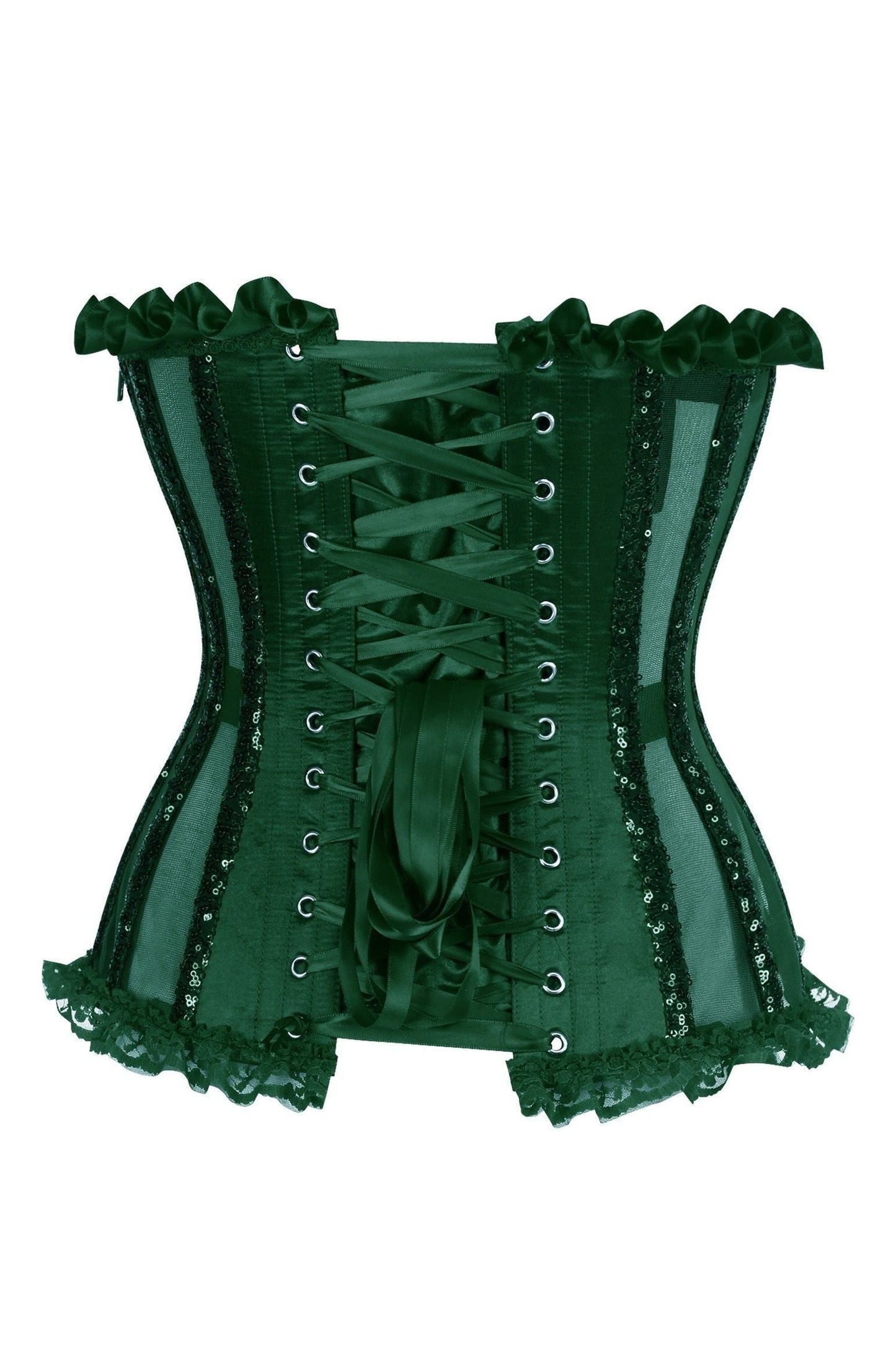 Top Drawer Steel Boned Dark Green Sequin Underwire Bustier Corset - Daisy Corsets