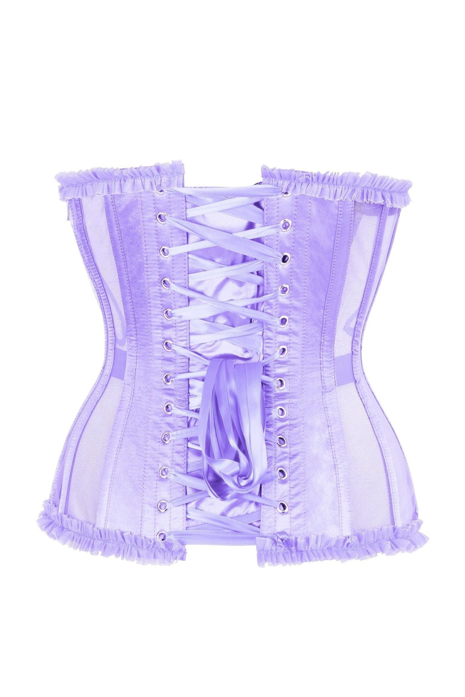 Top Drawer Steel Boned Lavender Mesh Underwire Burlesque Underbust Corset Cincher - Daisy Corsets