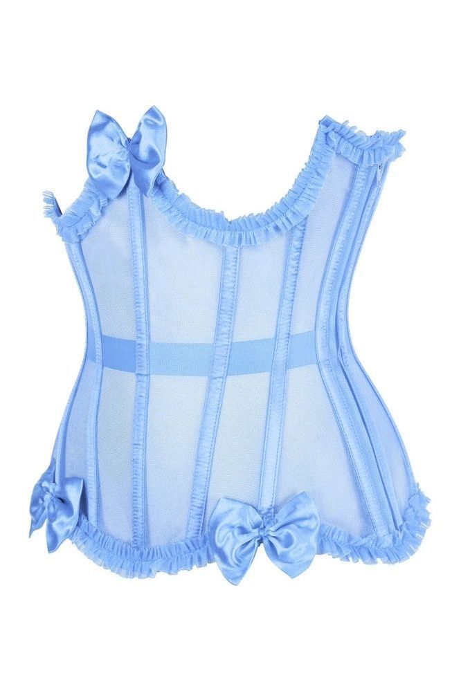 Top Drawer Steel Boned Light Blue Mesh Underwire Burlesque Underbust Corset Cincher - Daisy Corsets