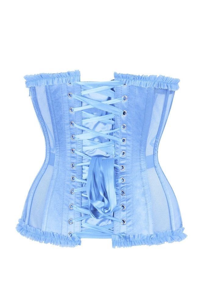 Top Drawer Steel Boned Light Blue Mesh Underwire Burlesque Underbust Corset Cincher - Daisy Corsets