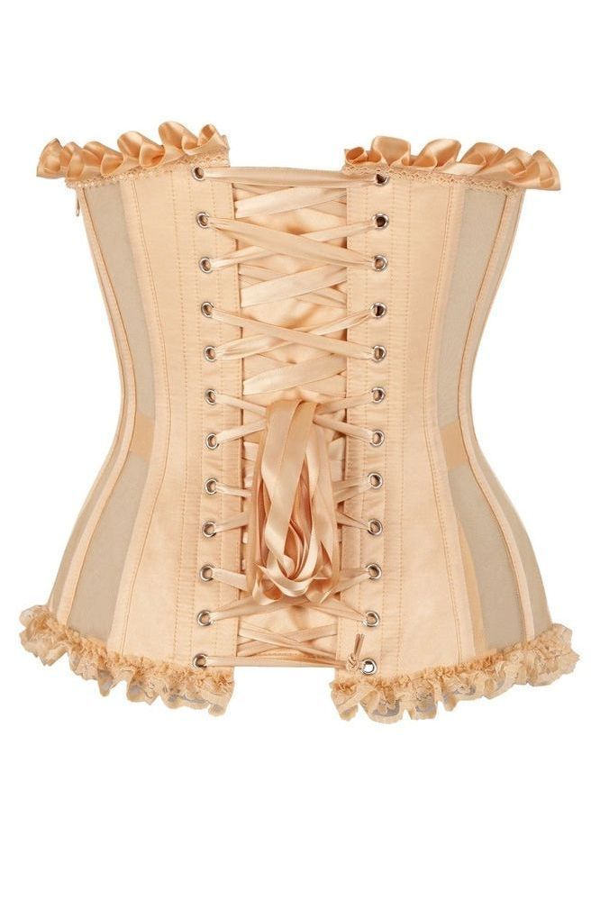 Top Drawer Steel Boned Nude Mesh Underwire Bustier Corset - Daisy Corsets