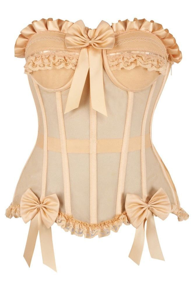 Top Drawer Steel Boned Nude Mesh Underwire Bustier Corset - Daisy Corsets