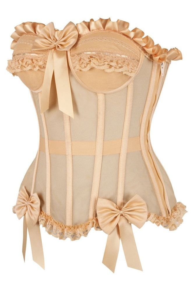 Top Drawer Steel Boned Nude Mesh Underwire Bustier Corset - Daisy Corsets