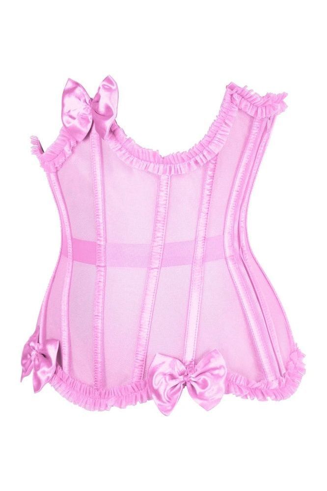 Top Drawer Steel Boned Pink Mesh Underwire Burlesque Underbust Corset Cincher - Daisy Corsets