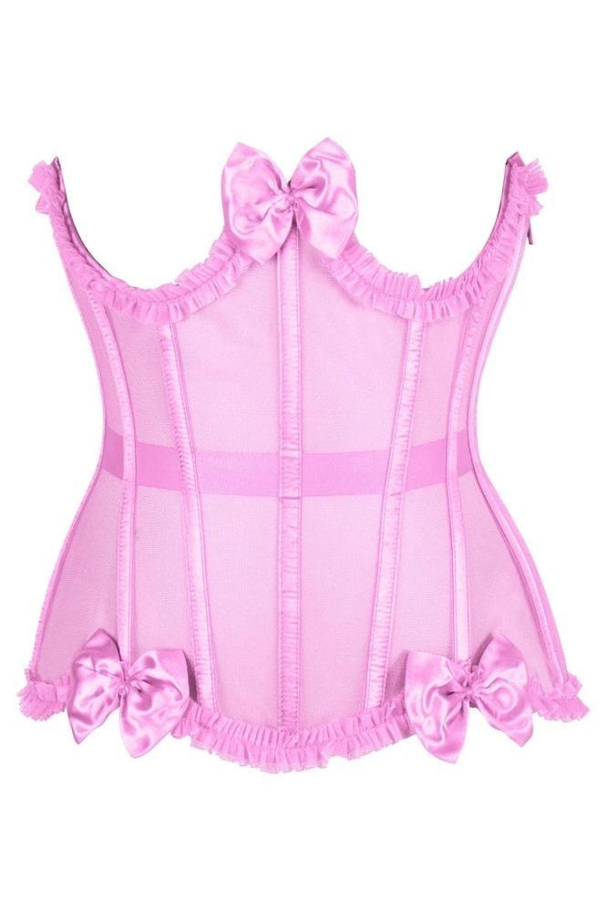 Top Drawer Steel Boned Pink Mesh Underwire Burlesque Underbust Corset Cincher - Daisy Corsets