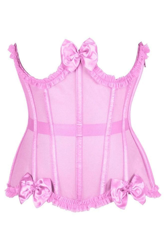 Top Drawer Steel Boned Pink Mesh Underwire Burlesque Underbust Corset Cincher - Daisy Corsets
