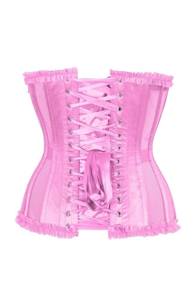 Top Drawer Steel Boned Pink Mesh Underwire Burlesque Underbust Corset Cincher - Daisy Corsets