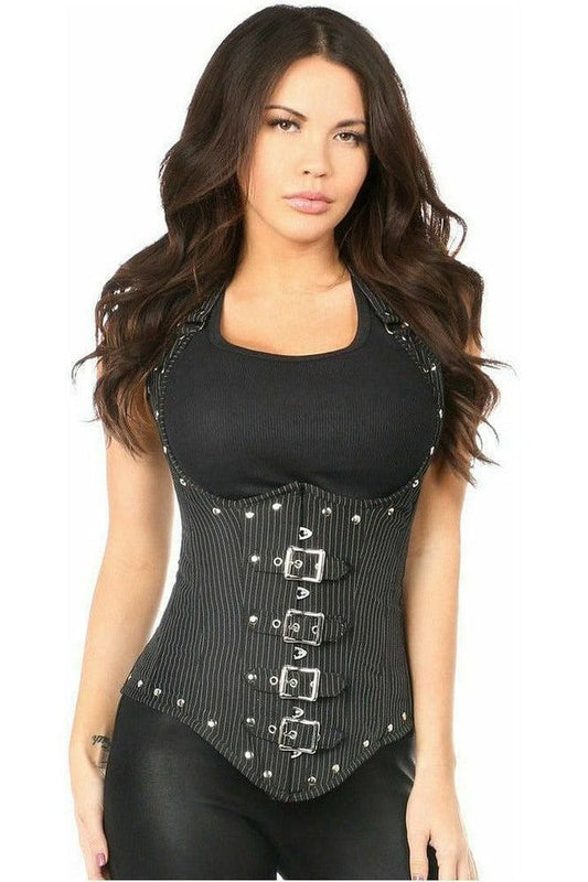 Top Drawer Steel Boned Pinstripe Underbust Corset w/Buckling - Daisy Corsets