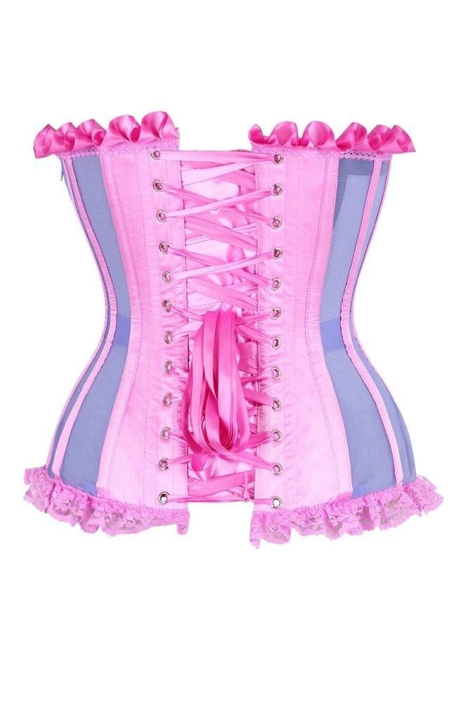 Top Drawer Steel Boned Purple/Pink Mesh Underwire Bustier Corset - Daisy Corsets