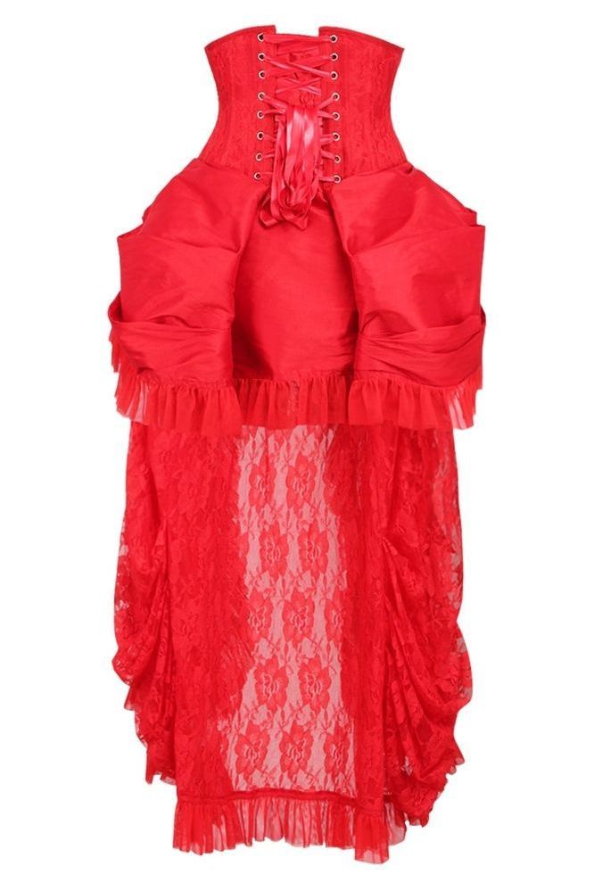 Top Drawer Steel Boned Red Lace Victorian Bustle Underbust Corset Dress - Daisy Corsets