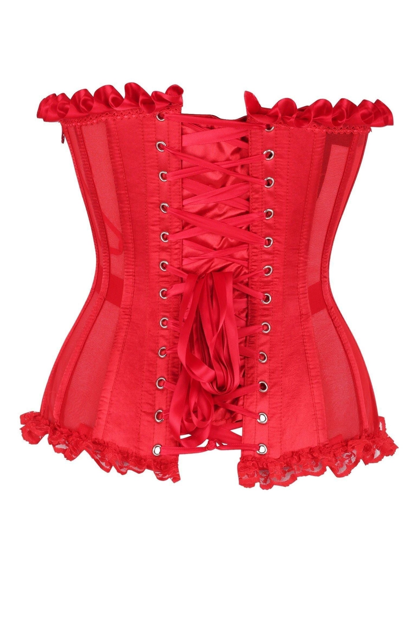 Top Drawer Steel Boned Red Mesh Underwire Bustier Corset - Daisy Corsets