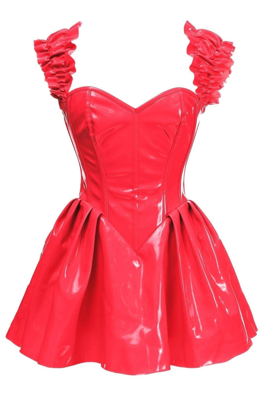 Top Drawer Steel Boned Red Patent PVC Vinyl Corset Dress - Daisy Corsets