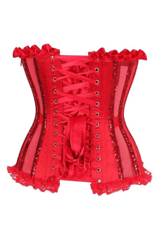 Top Drawer Steel Boned Red Sequin Underwire Bustier Corset - Daisy Corsets