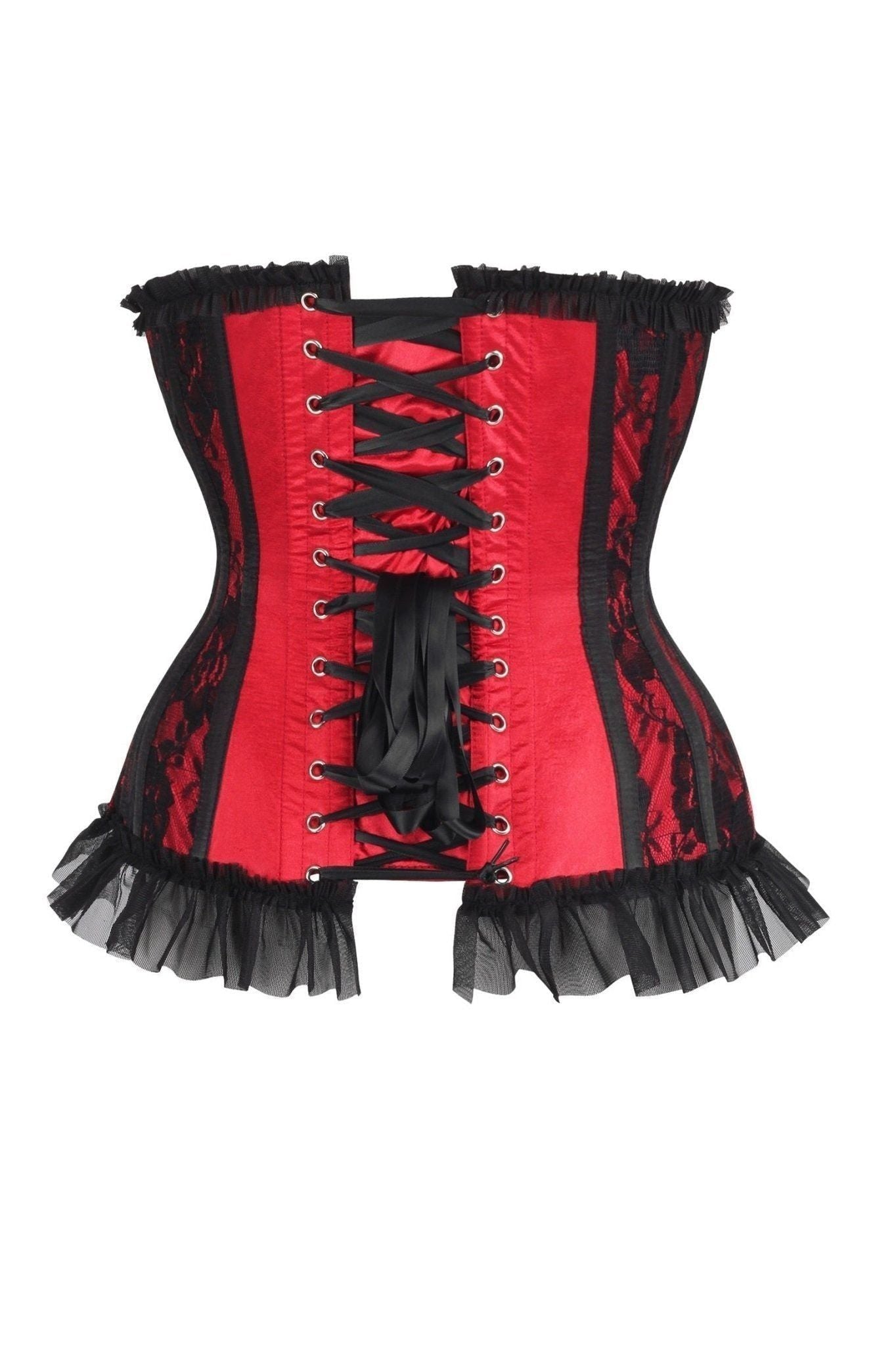 Top Drawer Steel Boned Red/Black Lace Underwire Burlesque Underbust Corset Cincher - Daisy Corsets