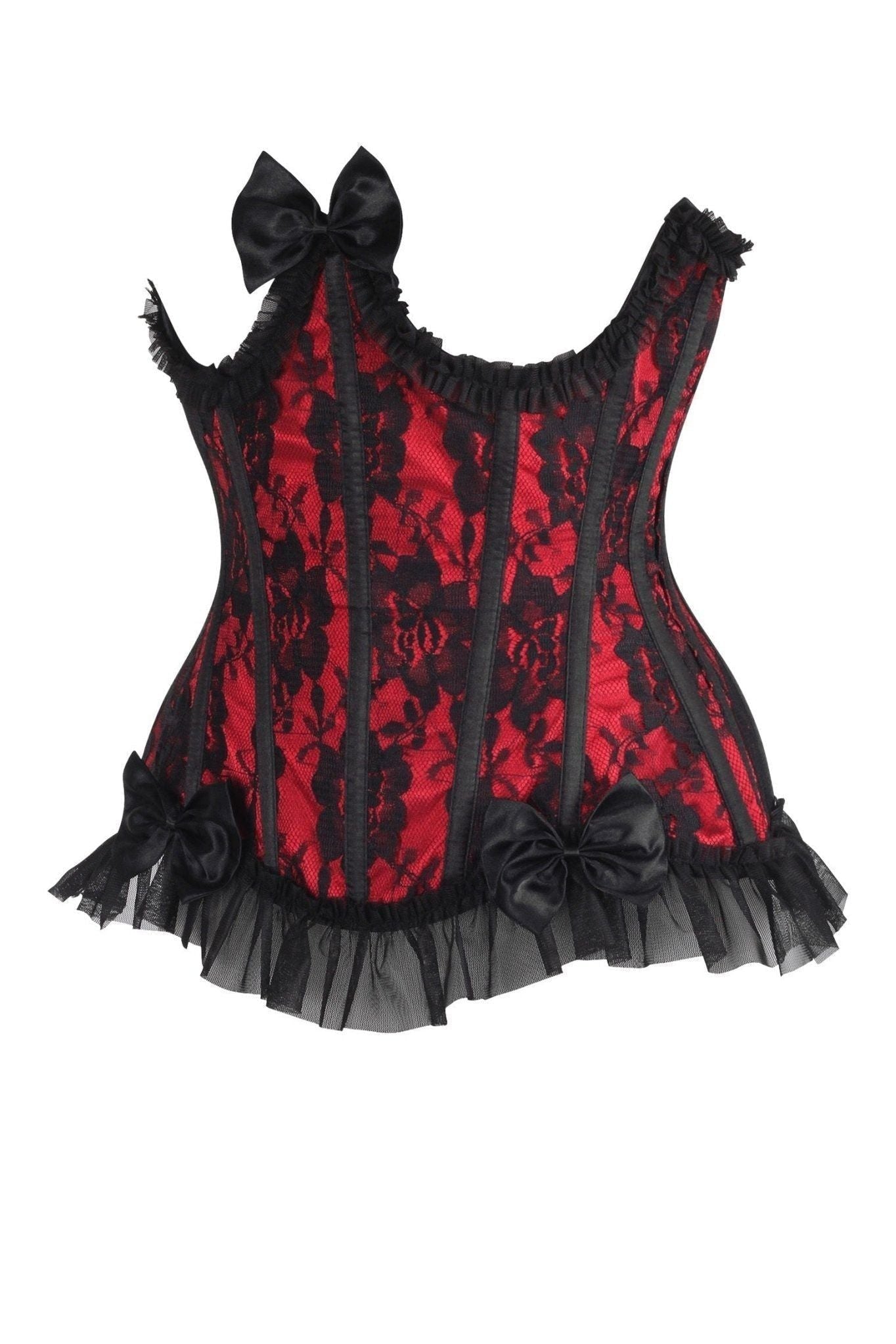 Top Drawer Steel Boned Red/Black Lace Underwire Burlesque Underbust Corset Cincher - Daisy Corsets