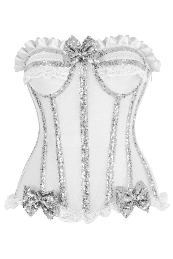 Top Drawer Steel Boned Silver Sequin Underwire Bustier Corset - Daisy Corsets