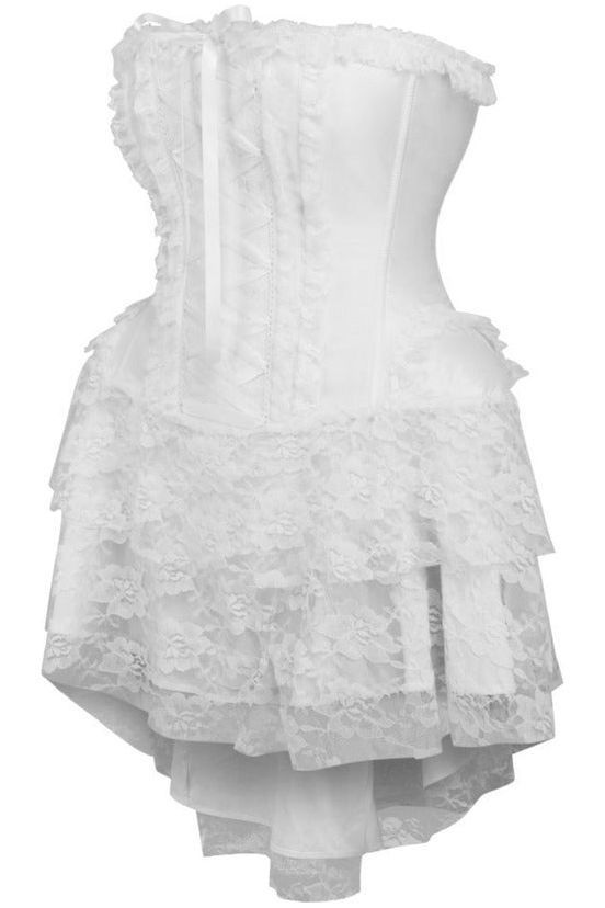 Top Drawer Steel Boned Strapless White Lace Victorian Corset Dress - Daisy Corsets
