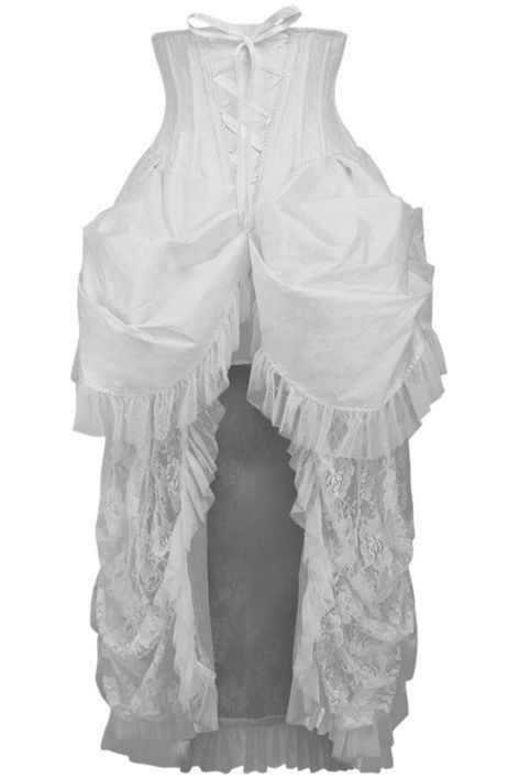 Top Drawer Steel Boned White Lace Victorian Bustle Underbust Corset Dress - Daisy Corsets