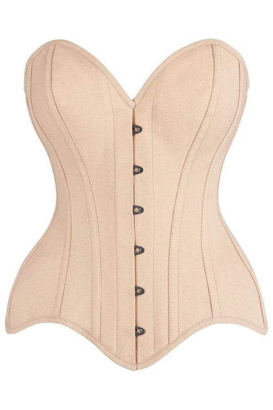 Top Drawer Tan Cotton Steel Boned Overbust Corset - Daisy Corsets