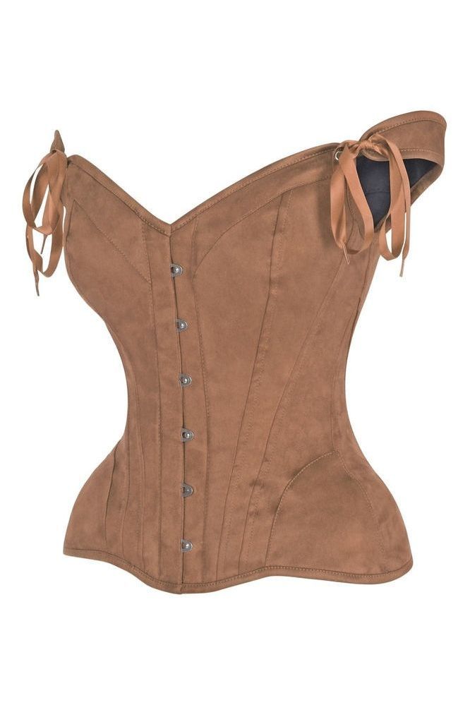Top Drawer Tan Suede Steel Boned Corset w/Straps - Daisy Corsets