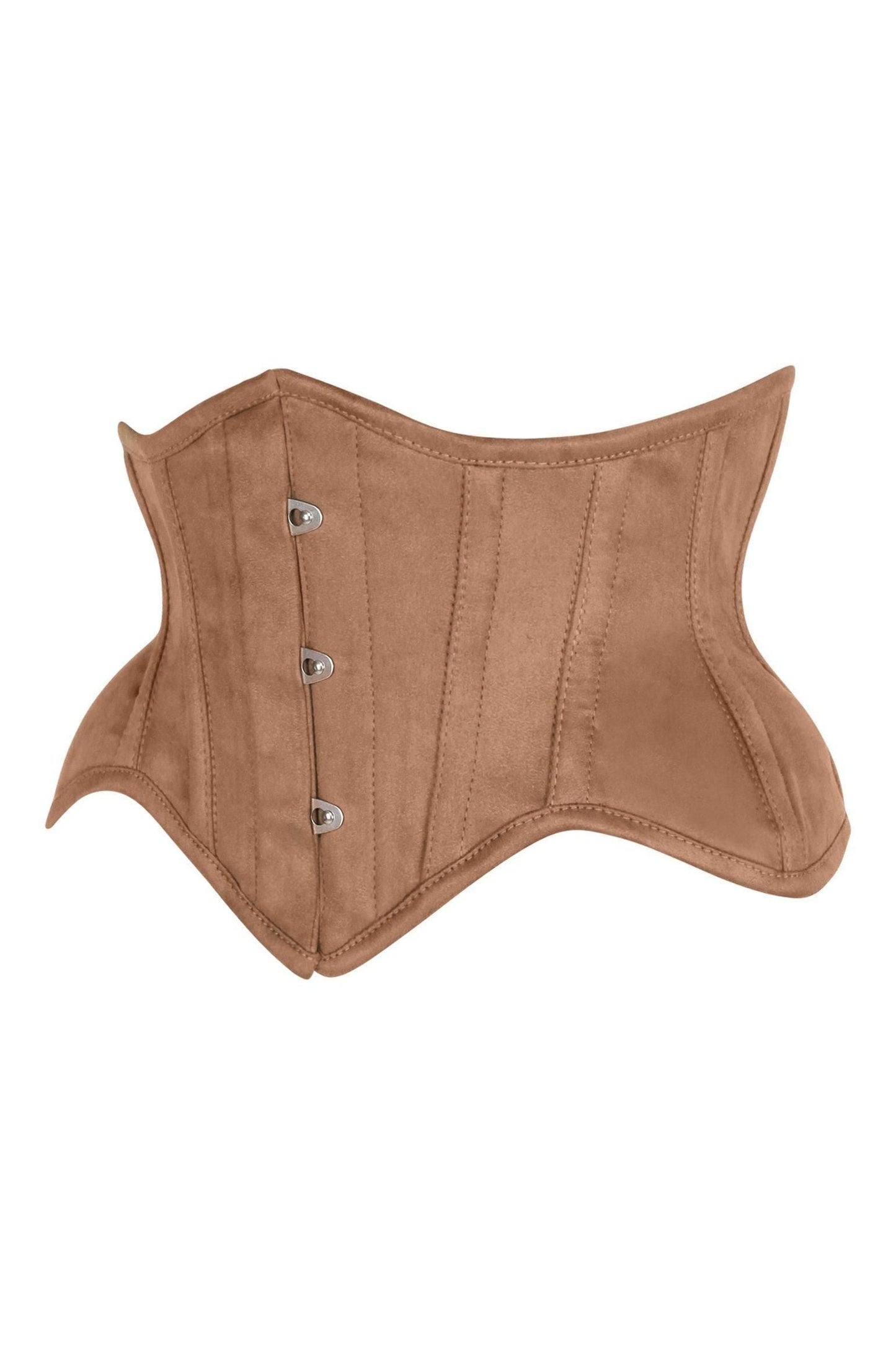 Top Drawer Tan Suede Steel Boned Mini Waist Cincher Corset - Daisy Corsets