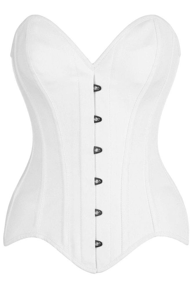 Top Drawer White Cotton Steel Boned Overbust Corset - Daisy Corsets