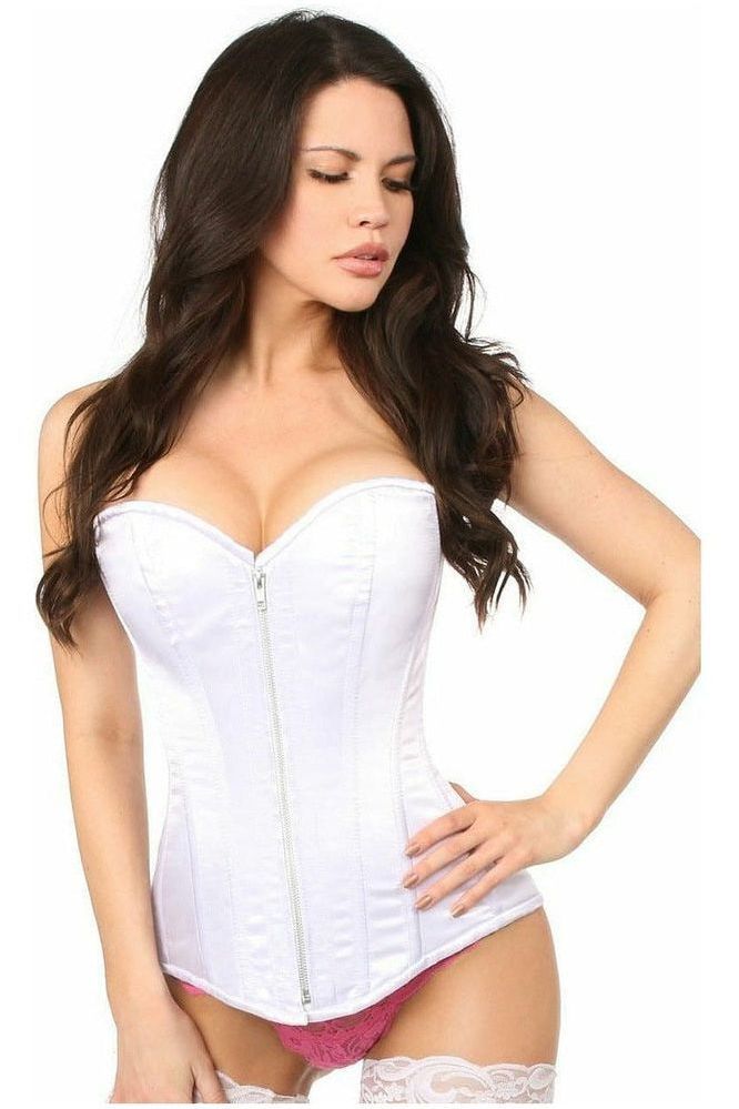 Top Drawer White Satin Steel Boned Corset - Daisy Corsets