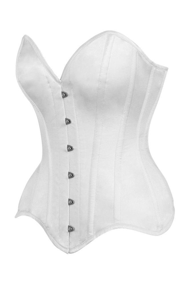 Top Drawer White Satin Steel Boned Overbust Corset - Daisy Corsets