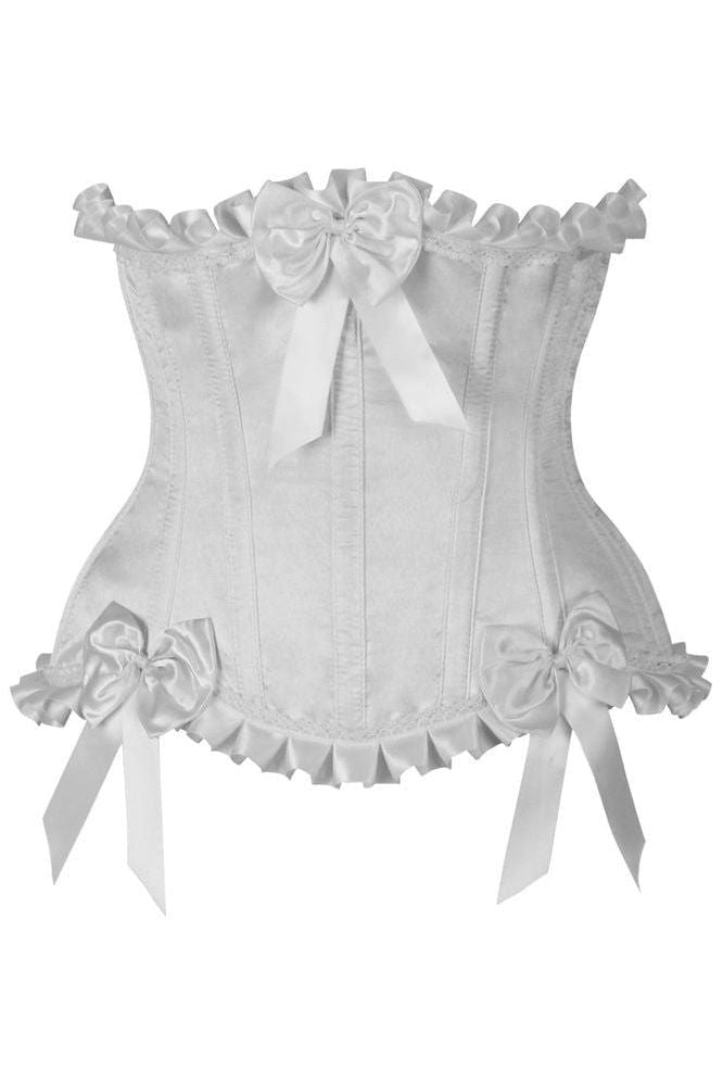 Top Drawer White Steel Boned Burlesque Underbust Corset Waist Cincher - Daisy Corsets