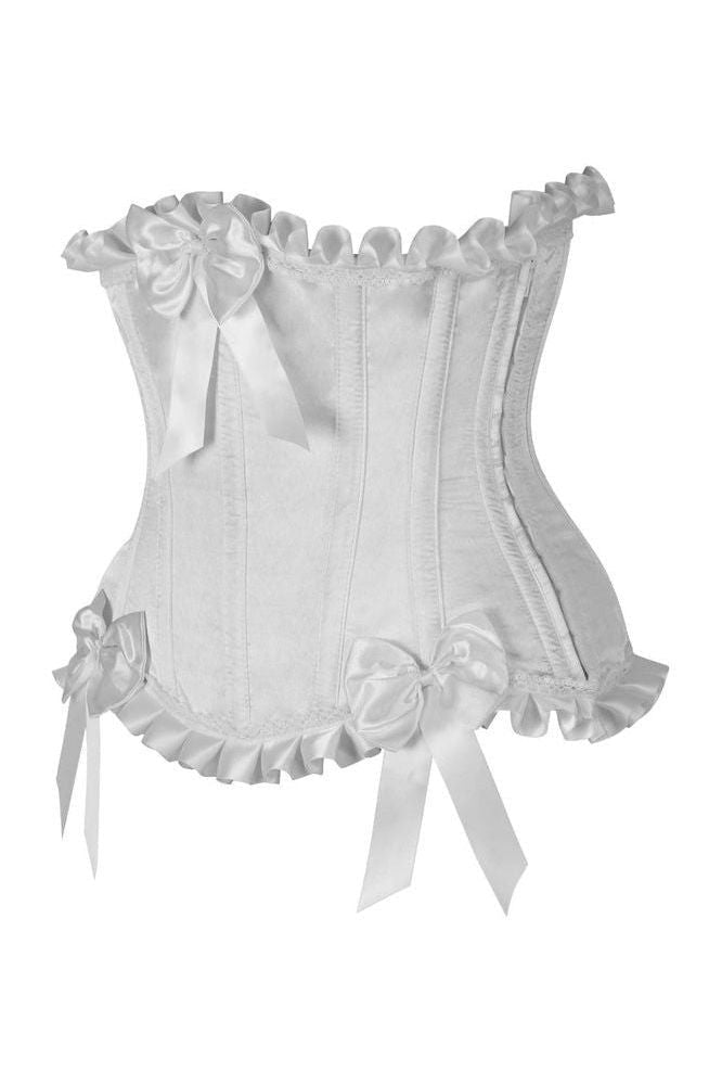 Top Drawer White Steel Boned Burlesque Underbust Corset Waist Cincher - Daisy Corsets