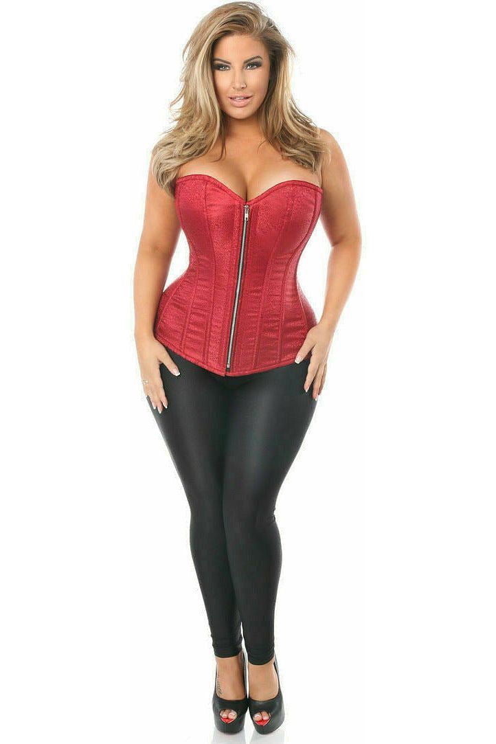 Top Drawer Wine Brocade Steel Boned Corset - Daisy Corsets