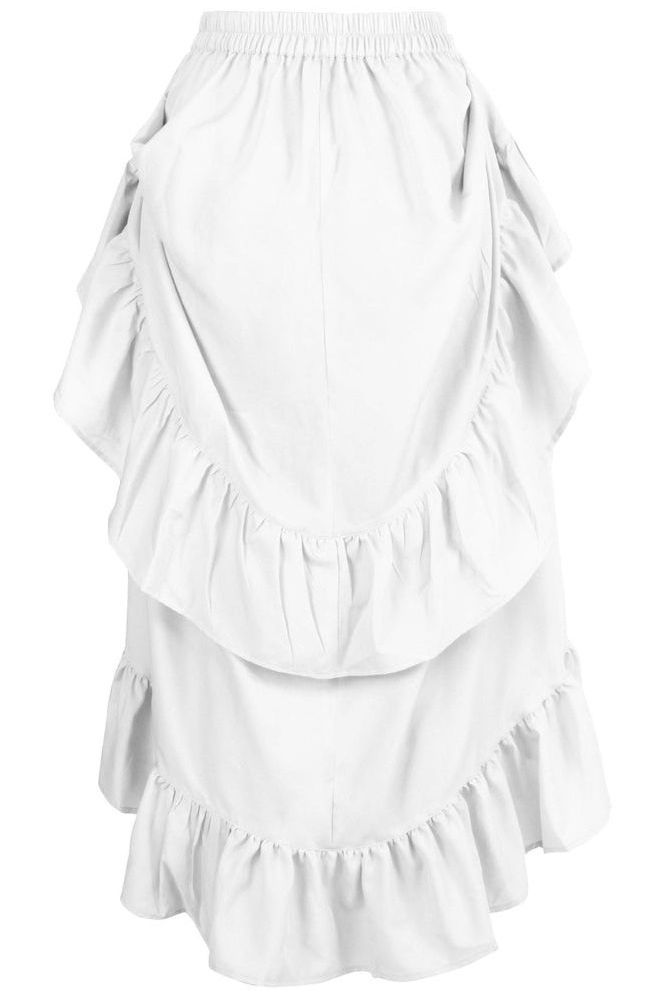 White Crepe Adjustable High Low Skirt - Daisy Corsets