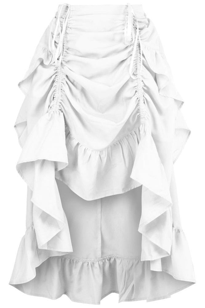 White Crepe Adjustable High Low Skirt - Daisy Corsets