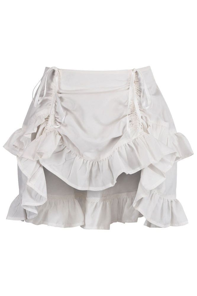 White Crepe Ruched Bustle Skirt - Daisy Corsets