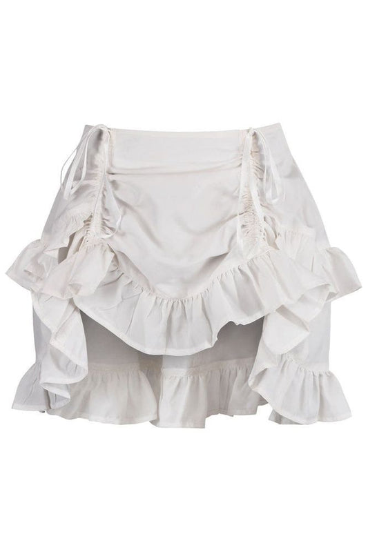 White Crepe Ruched Bustle Skirt - Daisy Corsets