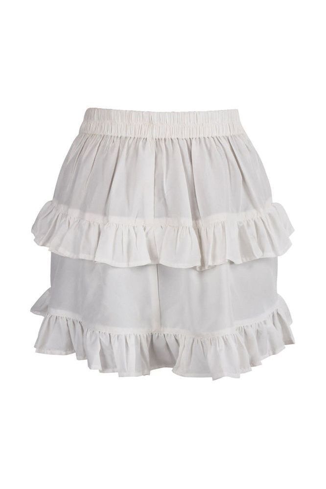 White Crepe Ruched Bustle Skirt - Daisy Corsets
