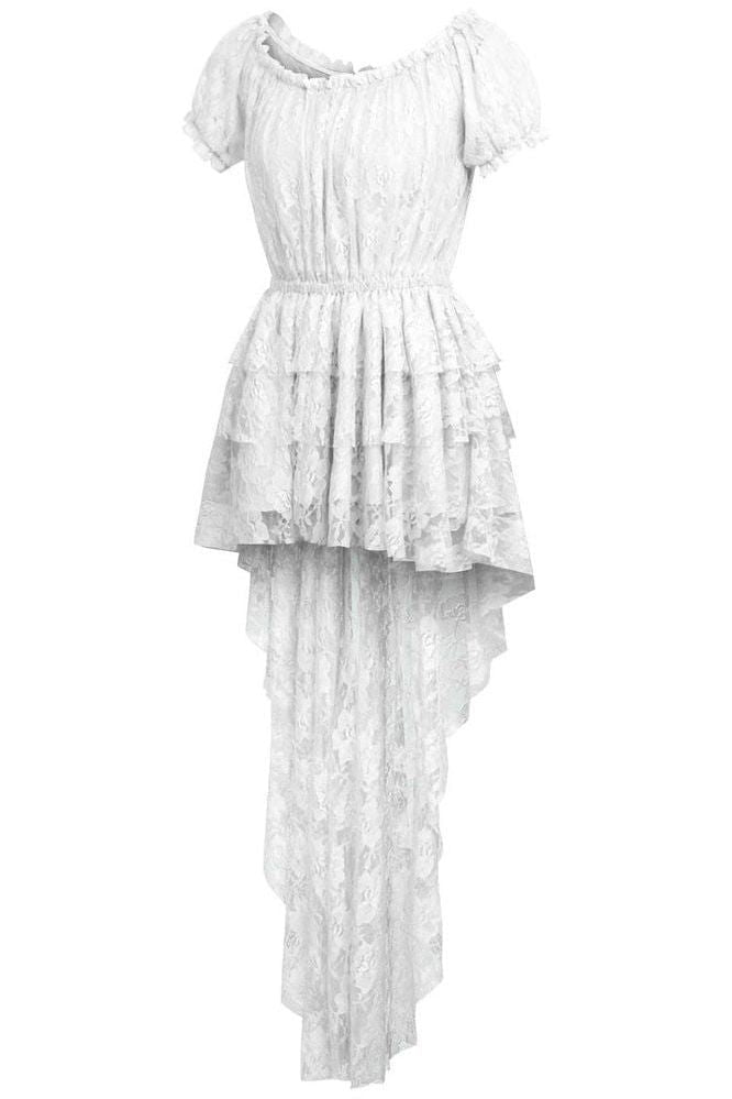 White High Low Lace Dress - Daisy Corsets