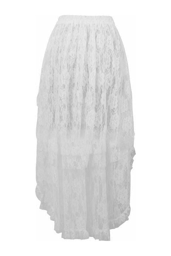White Lace Hi Low Skirt - Daisy Corsets
