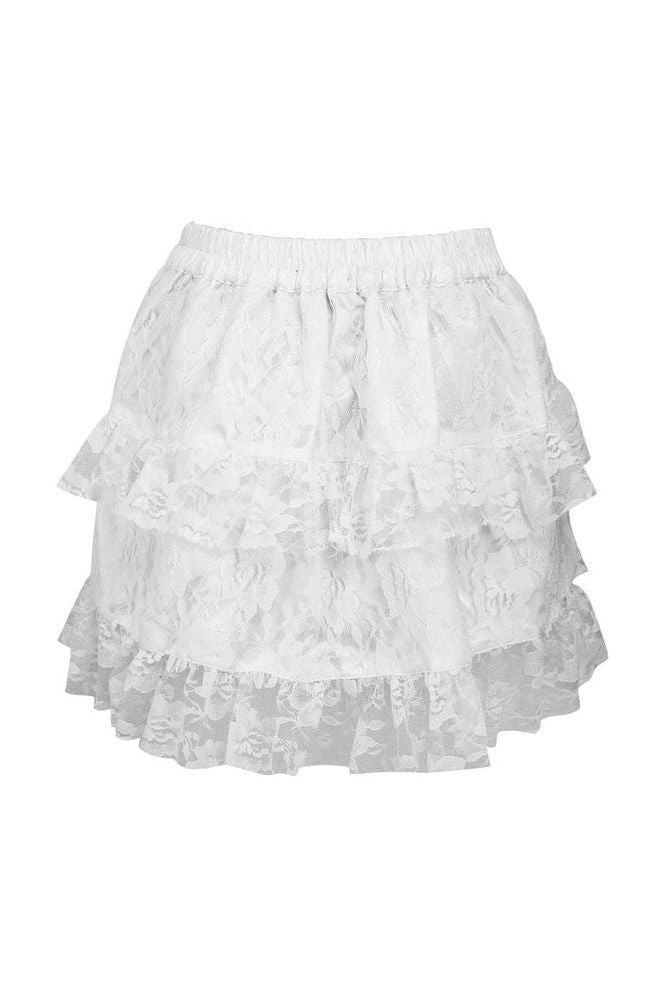 White Lace Ruched Bustle Skirt - Daisy Corsets