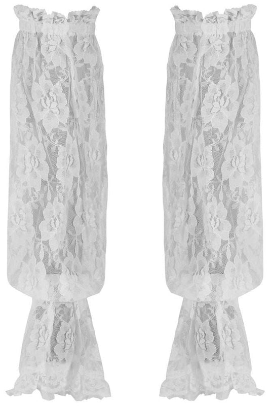 White Sheer Lace Smocked Sleeves - Daisy Corsets