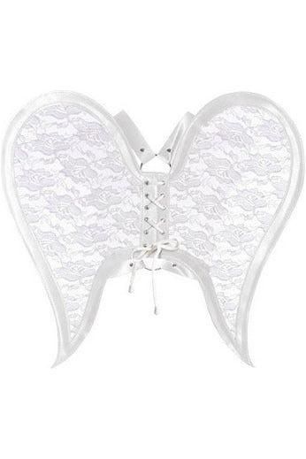 White/White Faux Leather & Lace Angel Wing Body Harness - Daisy Corsets