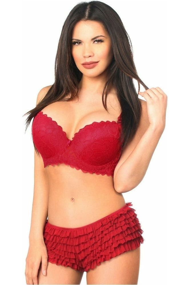 Wine Ruffle Panty w/Bow - Daisy Corsets