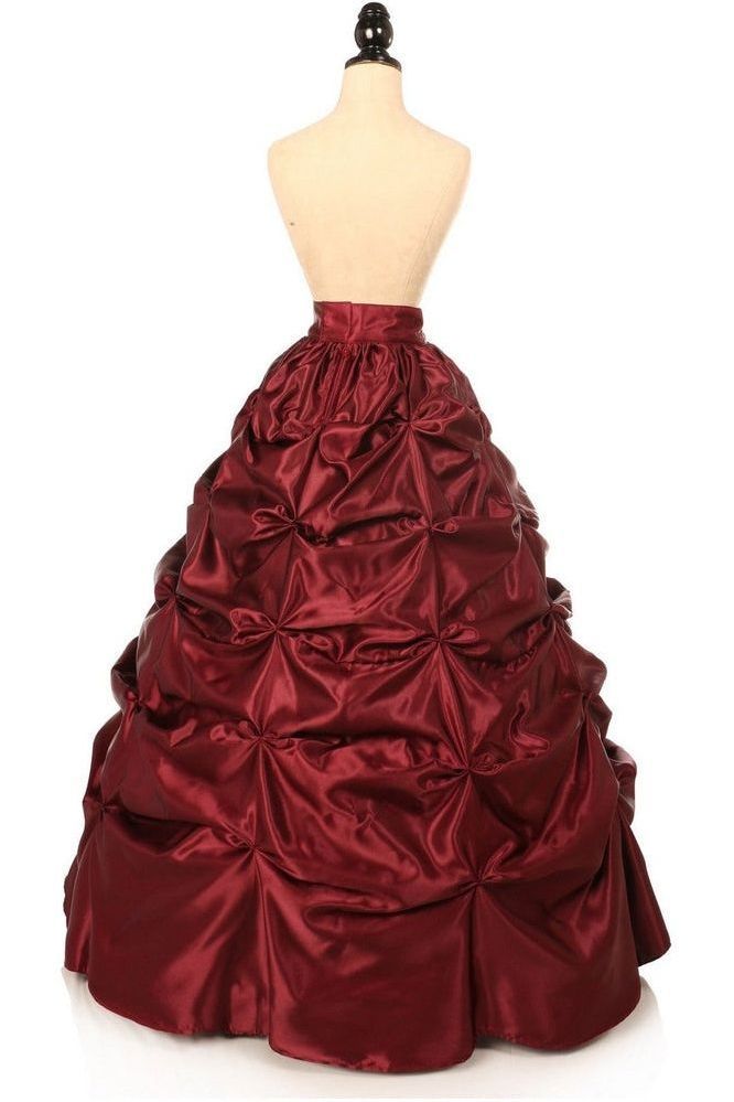 Wine Satin Pick - Up Long Skirt - Daisy Corsets