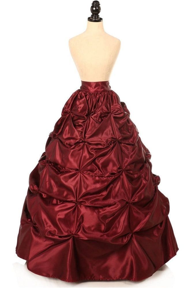Wine Satin Pick - Up Long Skirt - Daisy Corsets